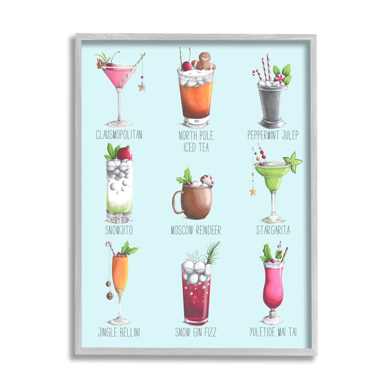 Stupell Industries Christmas Cocktails Seasonal Menu Framed Giclee Art